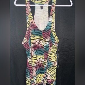 Dereon Multicolor Zebra Print Tank Top Y2K Womens xlarge